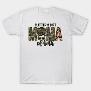 Dirt Bike Motocross Glitter And Dirt Mama Of Both T-Shirt